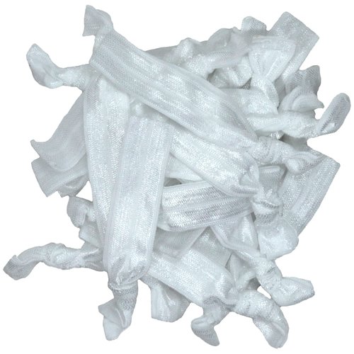 Hair Ties 20 Elastics Ponytail Holder Set No Crease Ribbon Bands (White)