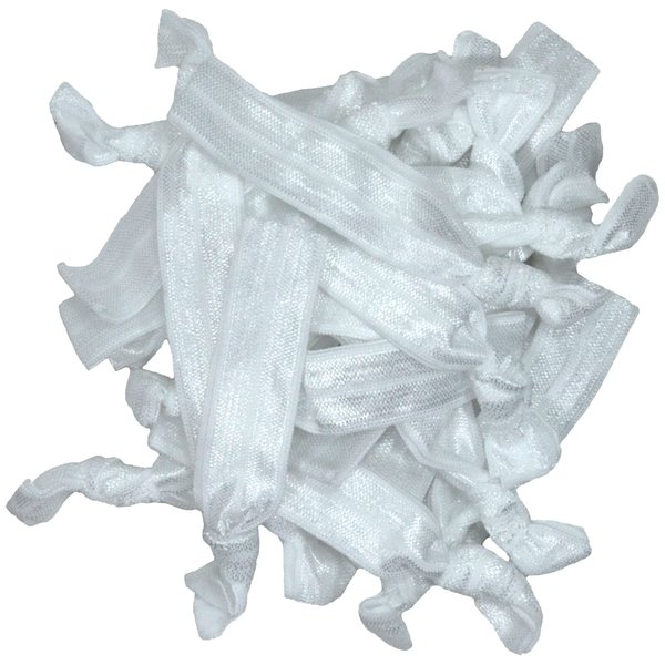 Hair Ties 20 Elastics Ponytail Holder Set No Crease Ribbon Bands (White)