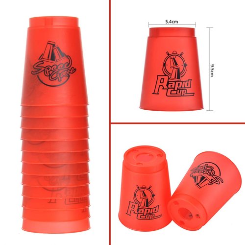 SEISSO Stack Cups, Stacking Cup Set Classic Speed Training Stack Game Toys for Boys Girls Kids Stacking Cups (12 Pack Red)