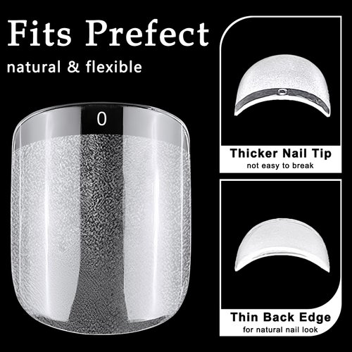 AddFavor 240pcs Short Square Nail Tips Soft Gel x Nail Tips Square Clear Fake Nails Extra Short Gel False Nails Full Cover Acrylic Nail Tips for Extension Nail Manicure Salon Home DIY