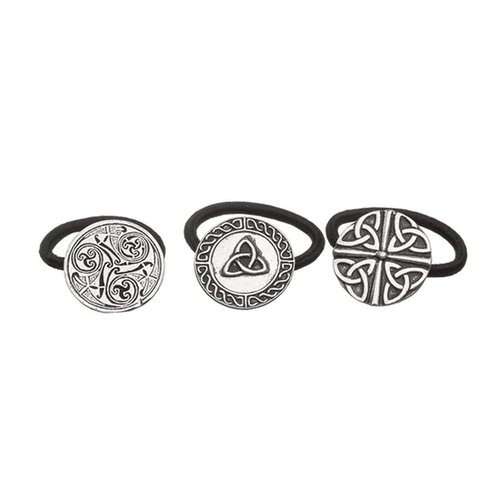 Mullingar Pewter Celtic Hair Bobbles Set of 3 Irish Pewter Hair Bands Ponytail Holder Accessory for Women, Silver