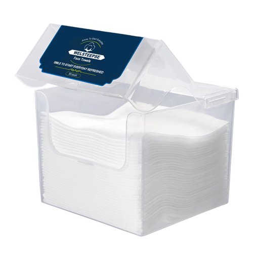 Welsteepse Ultra Soft Disposable Face Towel，Disposable Clinically Tested Face Towelette ，Makeup Remover Dry Wipes，50 Count