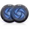 Pyle Low-Profile Waterproof Marine Speakers - 100W 4 Inch 2 Way 1 Pair Slim Style Waterproof Weather Resistant Outdoor Audio Stereo Sound System w/ Blue Illuminating LED Lights - Pyle (Black)