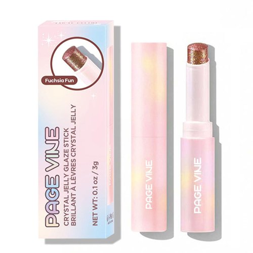 JIAYUTONG Glitter Crystal Jelly Glaze Stick - Long Lasting Shimmer Eyeshadow & Eyeliner Pencil, Waterproof & Smudge Proof, Easy to Blend for Natural or Glam Makeup Looks (06#FUCHSIA FUN)