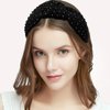 Jaciya Pearl Headband for Girls Wide Knotted Headband for Women Beaded Black Headband Knot Turban Hair Accessories