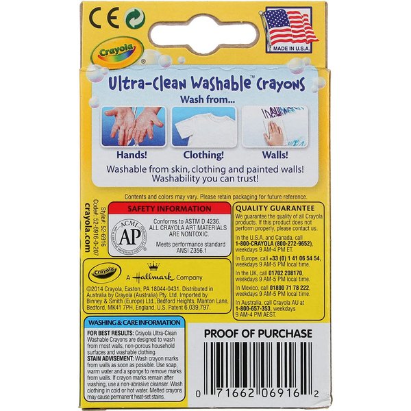 Washable Crayons, 16-Ct.