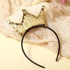 Dimeho Sequins Crown Headband, Princess Crowns Glitter Headbands Shiny Gold Hair Hoop Women Hair band Accessories Elastic Hair Decoration Christmas Birthday Party Favors Tiaras Supplies