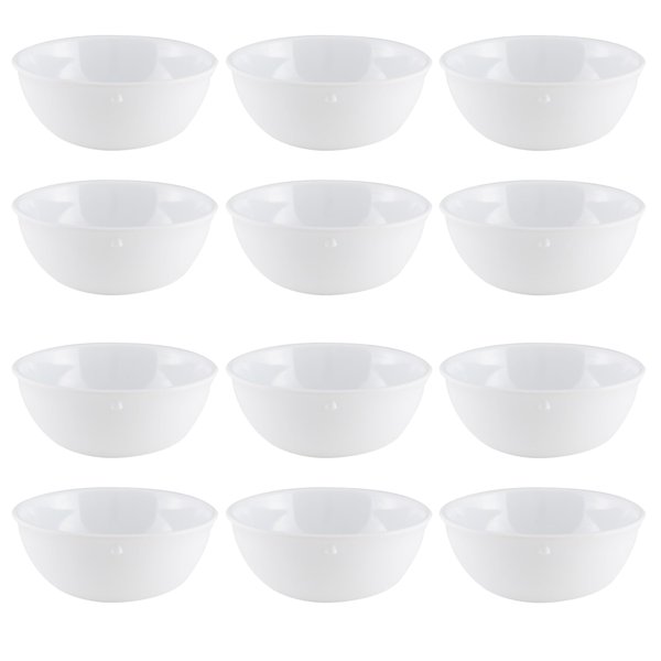 TrueCraftware- 15 oz Nappie Bowl White Color Melamine Set of 12- Dishwasher Safe Break-Resistant Reusable Bowls Serving Soup Bowl Broth Cups Soup Bowls Ice Cream Dipping Sauce