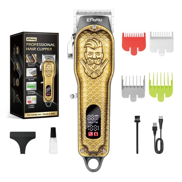 ENSSU Professional Hair Clippers for Men, Cordless Barber Clippers with Adjustable Precision Blades, LED Display, and 180-Minutes Runtime for Professional Barbers & Home Haircutting