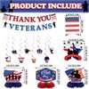 Veterans Day Party Decorations,Thank You Veterans Banner Hanging Swirls and Table Decorations Honeycomb Centerpieces for Veterans Police Military Army Employees, Memorial Day Veterans Day