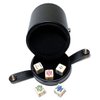 Black Leatherette Deluxe Dice Cup With Storage Compartment for Included Poker Dice Set
