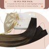 Sunny Hair Ombre Tape in Hair Extensions Real Human Hair Ombre Black Tape in Extensions Human Hair Natural Black to Dark Brown with Ash Brown Human Hair Tape Extensions Ombre 10pcs 24inch