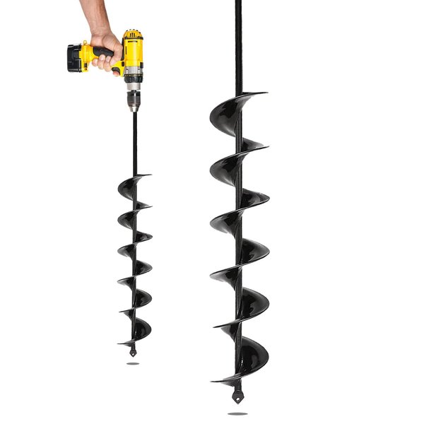 SORANGEUN 3x24-Inch Garden Auger Drill Bit for Planting and Post Hole Digging - Upgraded Spiral Design, Solid Shaft - Hex Driver Drill Compatible