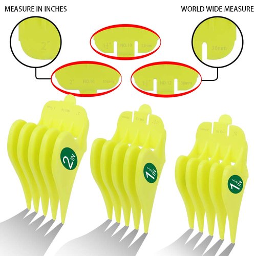 Professional Hair Clipper Combs Guides, Hair Clipper Guards 1 & 1/4" 1 & 1/2" 2", Mega NO.16 NO.12 NO.10 fits for most Wahl Clippers (NO.10+NO.12+NO.16, Yellow)