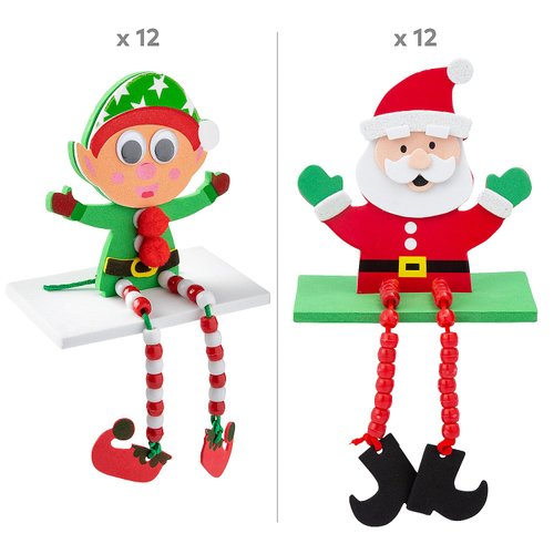 Christmas Character Beaded Dangle-Leg Craft Kit Assortment - Makes 24