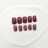 Burgundy Press on Nails Short Square Fake Nails Glossy False Nails with Silver Glitter Designs Full Cover Acrylic Nails Fall Glue on Nails Short Artificial Nails for Women 24Pcs