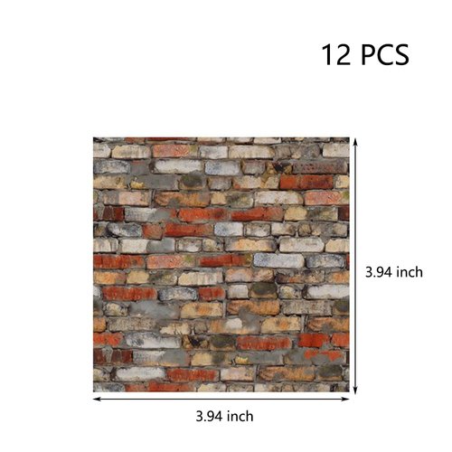 SAMCAMI Miniature Dollhouse Accessories, Self-Adhesive Dollhouse Wallpaper and Flooring, Mini Dollhouse Accessories 1 12 Scale, 12pcs (No.2)