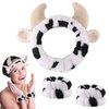 lasuroa Cow Headband with 2pcs Cow Print Wristband, Cute Cow Print Face Wash Headband Spa Makeup Hair Bands Facial Skincare Head Wraps for Women Girls Clothing Party Supplies Birthday Gifts