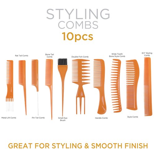 DONNA Styling Hair Comb 10PCS Hair Stylists Professional Styling Comb Set Variety Pack Great for All Hair Types & Styles