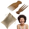 WOOD MASTER HUT Pick for hair Afro comb Parting comb Wooden hair comb 2 Pcs Anti Breakage 4 C Hair and Hair parting tool Wide tooth wooden comb Curly hair pick Afropick Medium