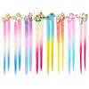 16 Pcs Hair Clips for Girls, Animal Straight Rainbow Hair Extensions for Kids, Little Girl Hair Clips Accessories for Girls Toddler Kids Ponytails