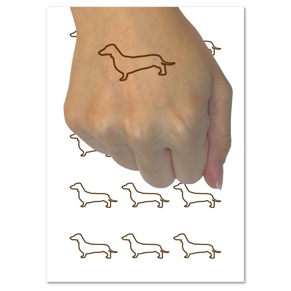 Smooth Haired Dachshund Dog Outline Temporary Tattoo Water Resistant Fake Body Art Set Collection - 54 1" Tattoos (1 Sheet)