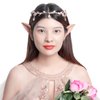 Rhinestone Leaf Wedding Tiara Crown with 2 Pairs Elf Ear, Nydotd Rhinestone Headband Headdress and Latex Fairy Pixie Ears Goblin Ears for Brides Pageants Wedding Halloween Cosplay Party Costume