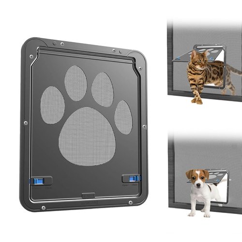 Cat Door for Screen Door 8.25x10.4 inch Doggy Door for Sliding Door Magnetic Door for Small Dogs and Cats Pet Door Passing Freely, Double-Sided Lockable