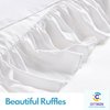 Ruffled Bed Skirt with Split Corners-Dust Ruffle - 16" Drop 100% Microfiber Soft,Sheen & Luxurious Look - Bed Skirts (White -Queen)