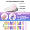 WOKOTO 20 Pcs Aurora Colorful Semi Cured Gel Nail Strips with Nail File & Wooden Stick Rainbow Gradient Color Semicured Nail Polish Strips Uv Gel Nail Polish Stickers Full Nail Wraps for Women