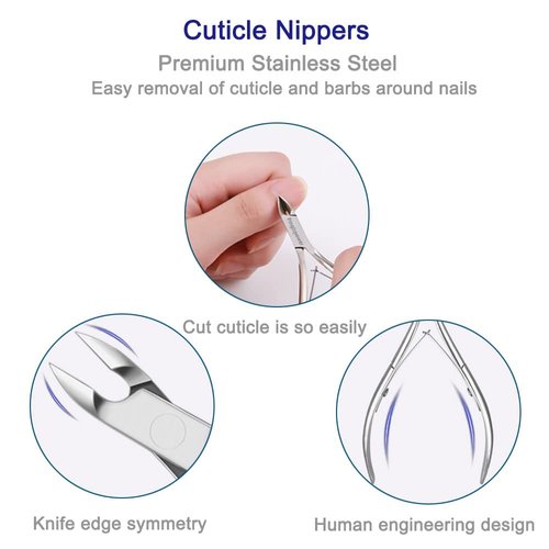Pingispower Cuticle Trimmer with Cuticle Pusher Set, 9PCS Professional Cuticle Remover Cuticle Nippers＆Cuticle Cutter, Premium Stainless Steel Durable Manicure Tools Kit for Toenails and Fingernails