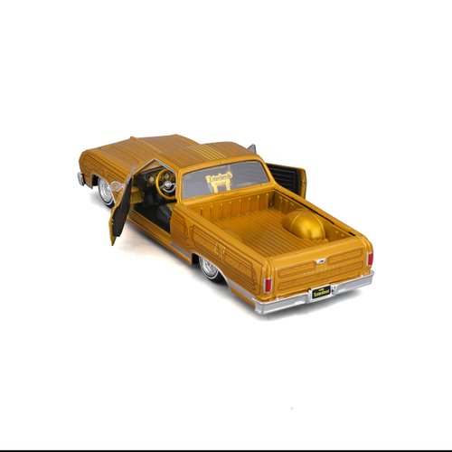 Maisto 1965 Chevrolet El Camino Lowrider Gold Metallic with Graphics Lowriders Series 1/25 Diecast Model Car