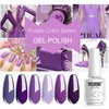 Vishine 6PCS Purple Glitter Nail Polish Gel UV LED Soak Off Nail Art Kit Gorgeous Manicure Collection Gift Set 8ml
