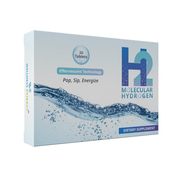 Wellness Extract H2 Molecular Hydrogen Water Tablets with effervescent Technology for Healthy Hydration, Optimal Energy, and Metabolism Support; 8 PPM. (30, Unflavored)