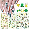 7 Sheets St Patricks Day Nail Stickers 3D Shamrock Nail Decals Green Irish Clover Nail Supplies Lucky Leaf Gold Hat Letters Nail Art Design for Women Girls Manicure St. Patrick's Day Nail Decoration