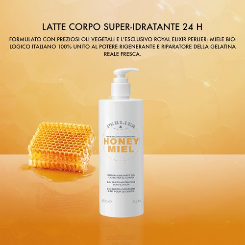 Perlier Honey Miel Super Idratante 24h Latte Per Il Corpo Con Gelatina Reale 400m, Super-Hydrating Body Lotion 13.5 Fl Oz made in Italy [italian import]