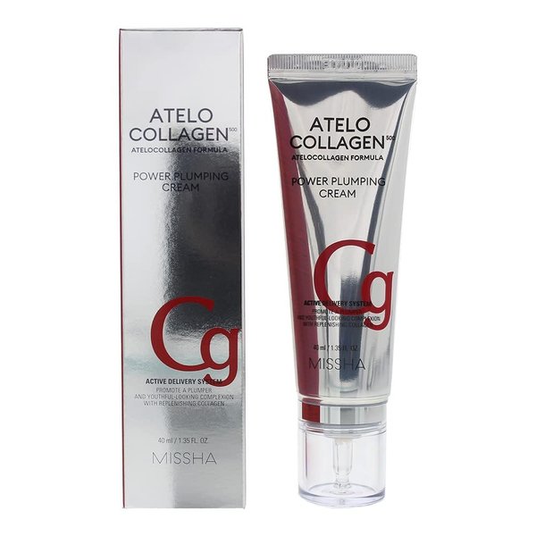 MISSHA ATELO COLLAGEN 500 POWER PLUMPING CREAM - Korean Collagen cream for face with 4 kinds of collage - Day & Night Moisturizer