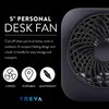 O2COOL Treva 5 Inch Battery Powered Fan Portable Desk Fan 2 Cooling Speeds with Compact Folding & Tilt Design Small Fan Cubicle Accessories Mini Fan Portable (Black)