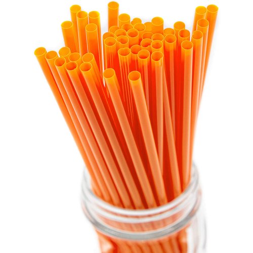 Made in USA Pack of 250 Unwrapped BPA-Free Plastic Slim Drinking Straws (Orange - 10" X 0.21")