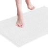 subrtex Bathroom Rugs Chenille Bath Rug Soft Short Plush, Water Absorbent Shower Mat Quick Dry Machine Washable(White,16" x 24")