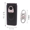 AMANCY Classic Black Leather 3 Fingers Cigar Case with Cedar Wood Lining,Silver Stainless Steel Cutter Contained