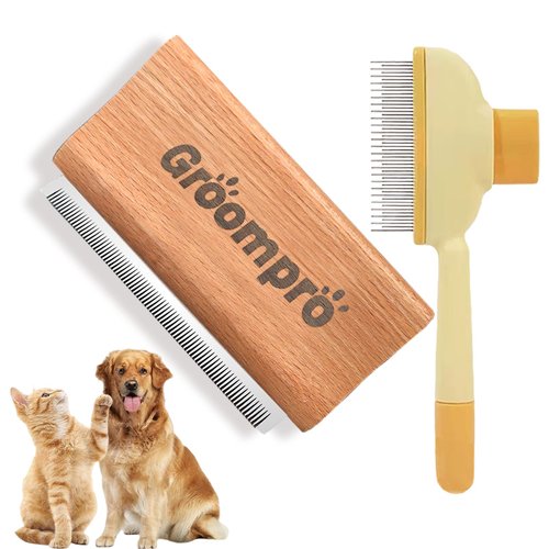 Groompro Deshedding Brush, Dog Brush for Shedding, Zen Brush for Cats,Cat Brushes Dog Brus Pet Hair Removal Tool, Painlessly Remove for Short & Long Hair(L(5.3 inch))