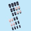 Foccna Coffin False Press on Nails Black Acrylic Fake Nails for Girl Full Cover Wear Finger Glossy Nail Bling Design Art Tips for Women and Girls 24 pcs