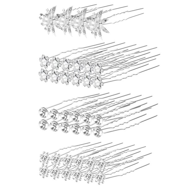 Unittype 40 Pack Bridal Wedding Hair Pins Rhinestone Hair Clips Accessories for Women and Girls