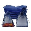 Stratalife 5X7 Sheer Organza Bags with Drawstring Mesh Small Gift Bags for Wedding Party Favor Fouch Jewelry Gift Storage Bags 100 Pcs (Navy Blue)