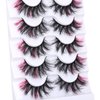 False Eyelashes with Color Deep Pink Color Lashes Fluffy Faux Mink Lashes Cat Eye Dramatic Color Eyelashes Party Long Strip Lashes Pack