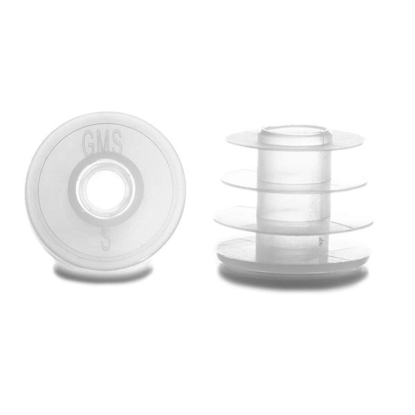 GMS Press in Bottle Adapter Plug for Oral Medication Syringes and Liquid Medication - Reusable BPA Free Plastic - Small Adapters Fit 22mm Bottle Circumference (50 Count)