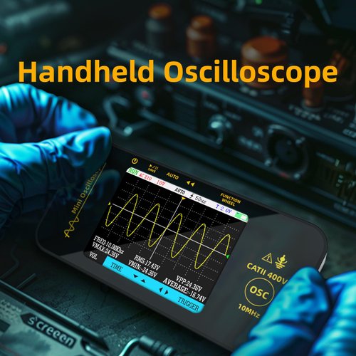 BSIDE Handheld Oscilloscope 3.2'' TFT Display Portable Digital Oscilloscope 10MHz Bandwidth Automotive Oscilloscope 48MSa/s Sampling Rate Trigger Function Auto/Nomal/Single
