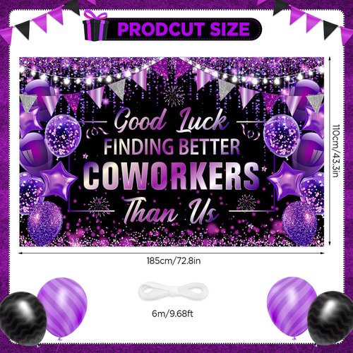 Black Purple Coworker Leaving Party Decorations Banner Going Away Party Decorations for Coworker Good Luck Finding Better Coworkers Than Us Banner Farewell Party Backdrop for Coworker Office Leaving Goodbye Party