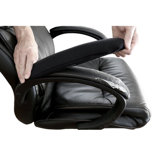 Ergo360 Soft Neoprene Chair Arm Pad Covers Stretch Over Armrests 13" to 17". Restore, Protect and Cushion. Complete Set of 2. Made in The USA.